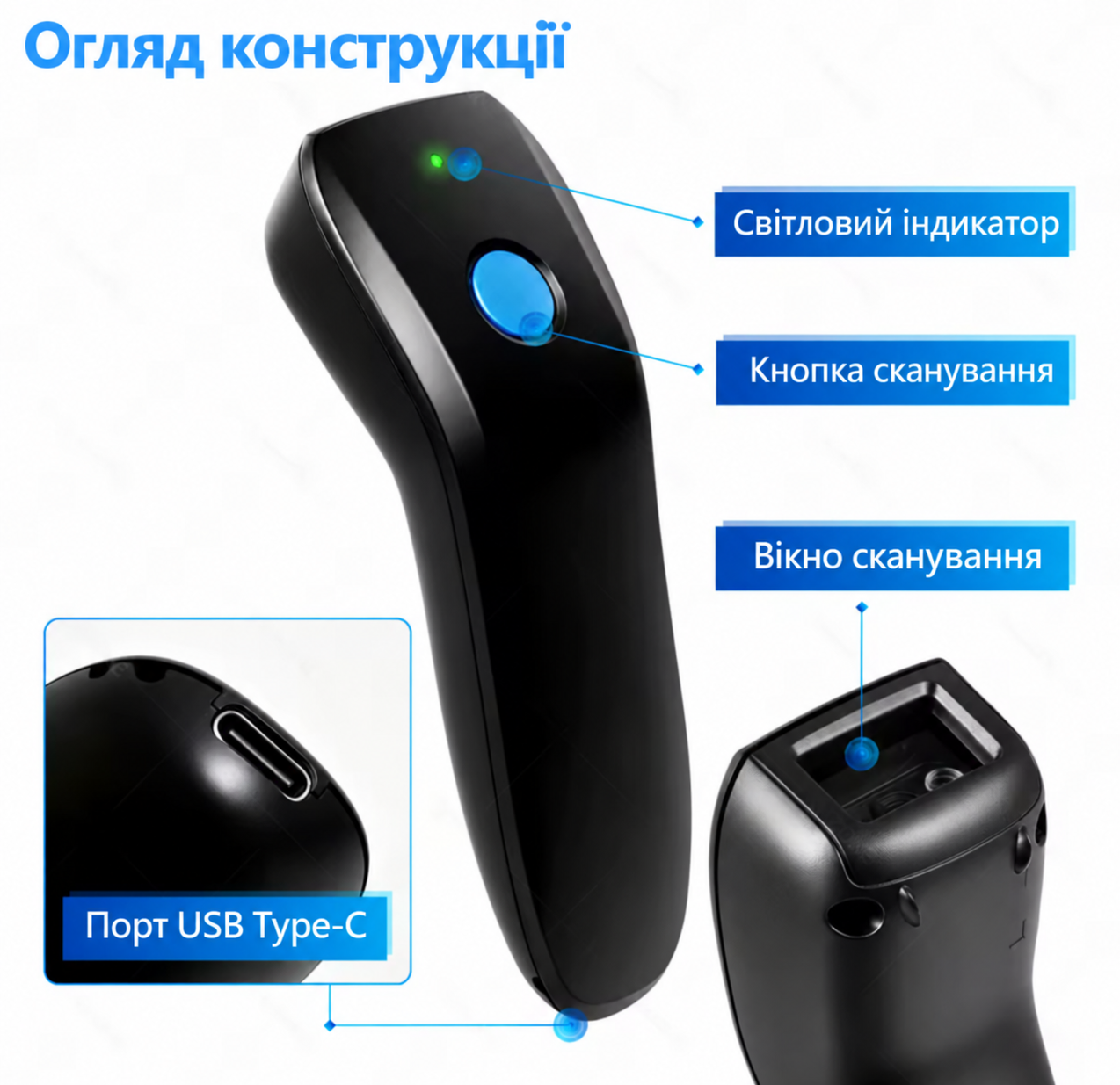 Беспроводной 2D-сканер штрихкодов NETUM B2 Pro